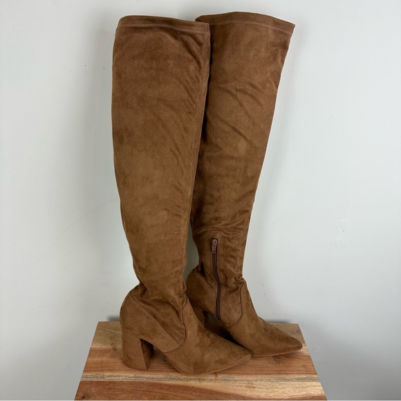 Steve Madden Jacoby Womens Faux Suede Block Heel Knee-High Boots Over The Knee - Picture 2 of 13